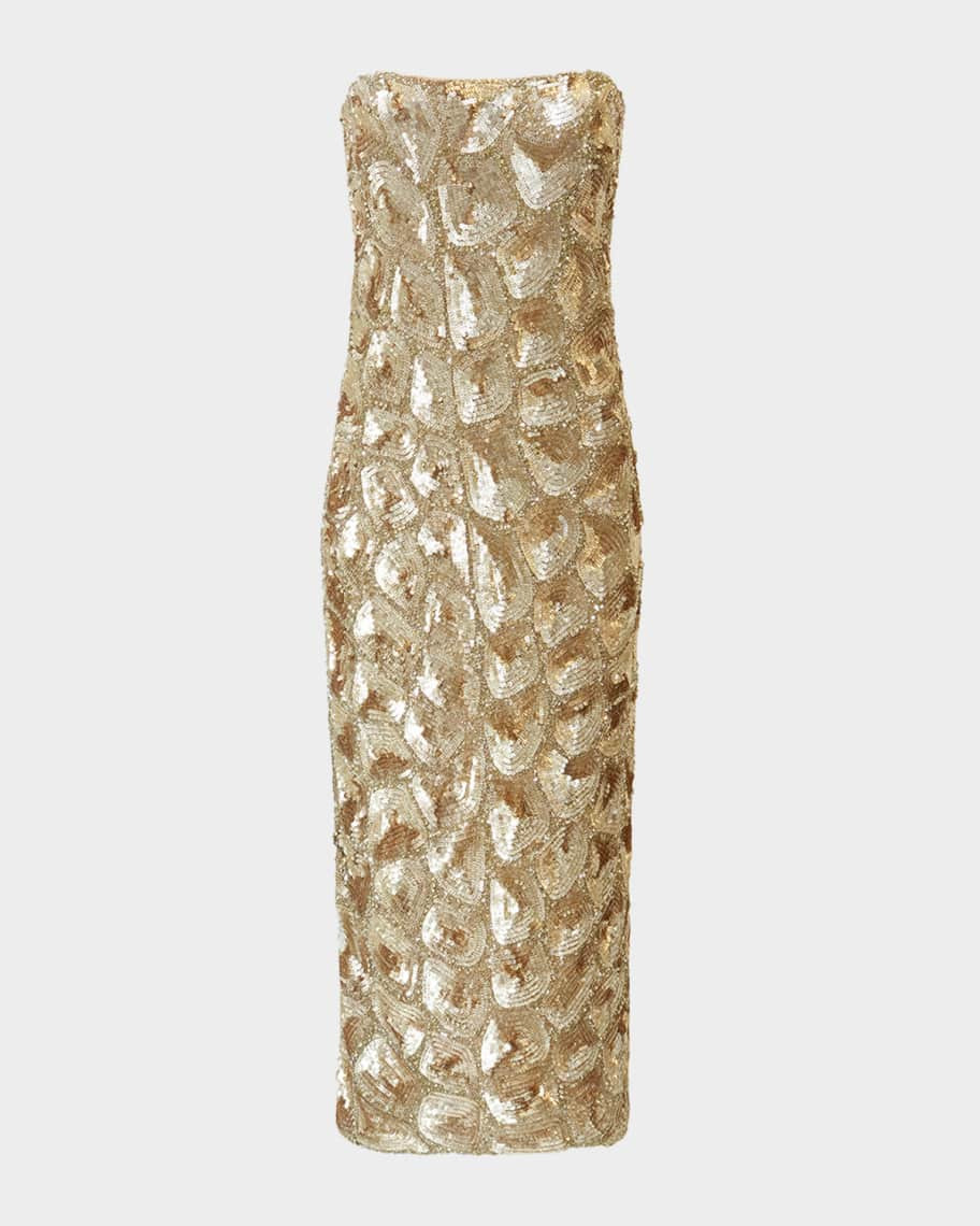 Sigrid Strapless Sequin Midi Dress | Neiman Marcus
