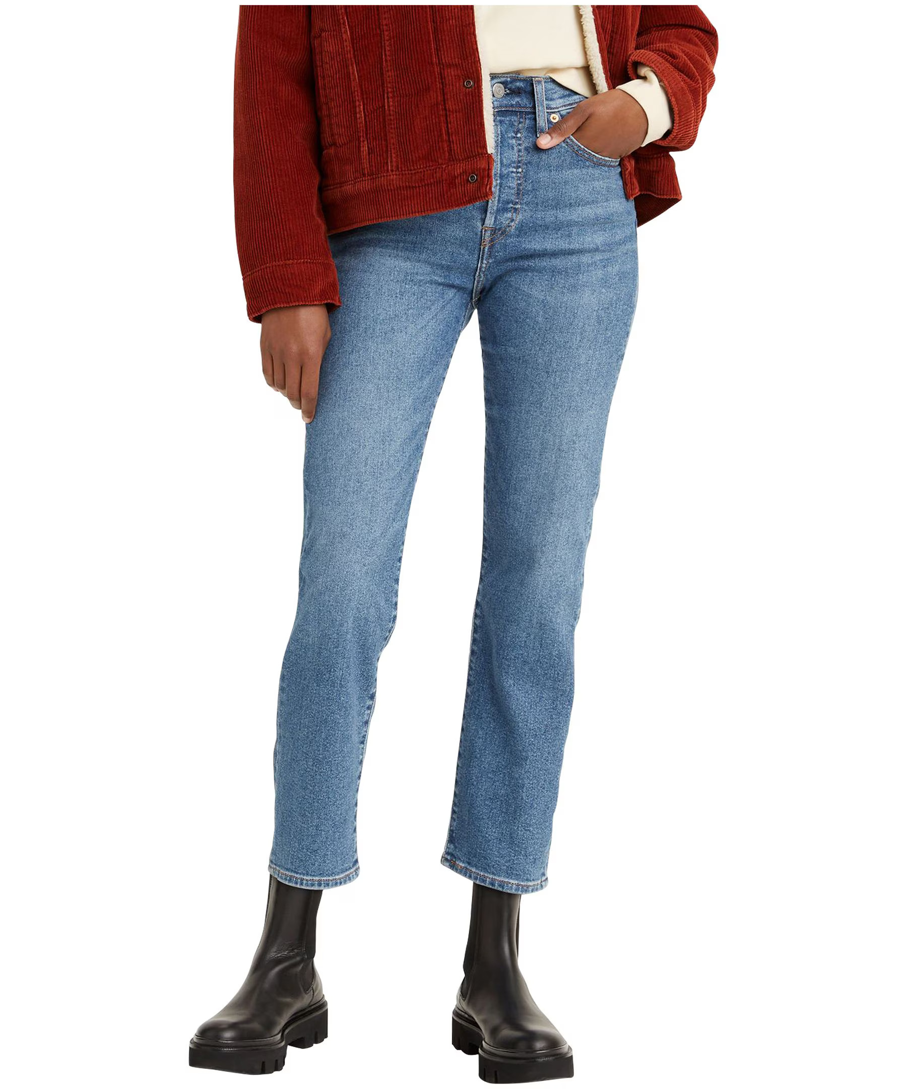 Levi's Women's Wedgie High Rise Straight Jeans Love In The Mist - Medium Stone Wash #34964-0130 | Mark's - Lequipeur