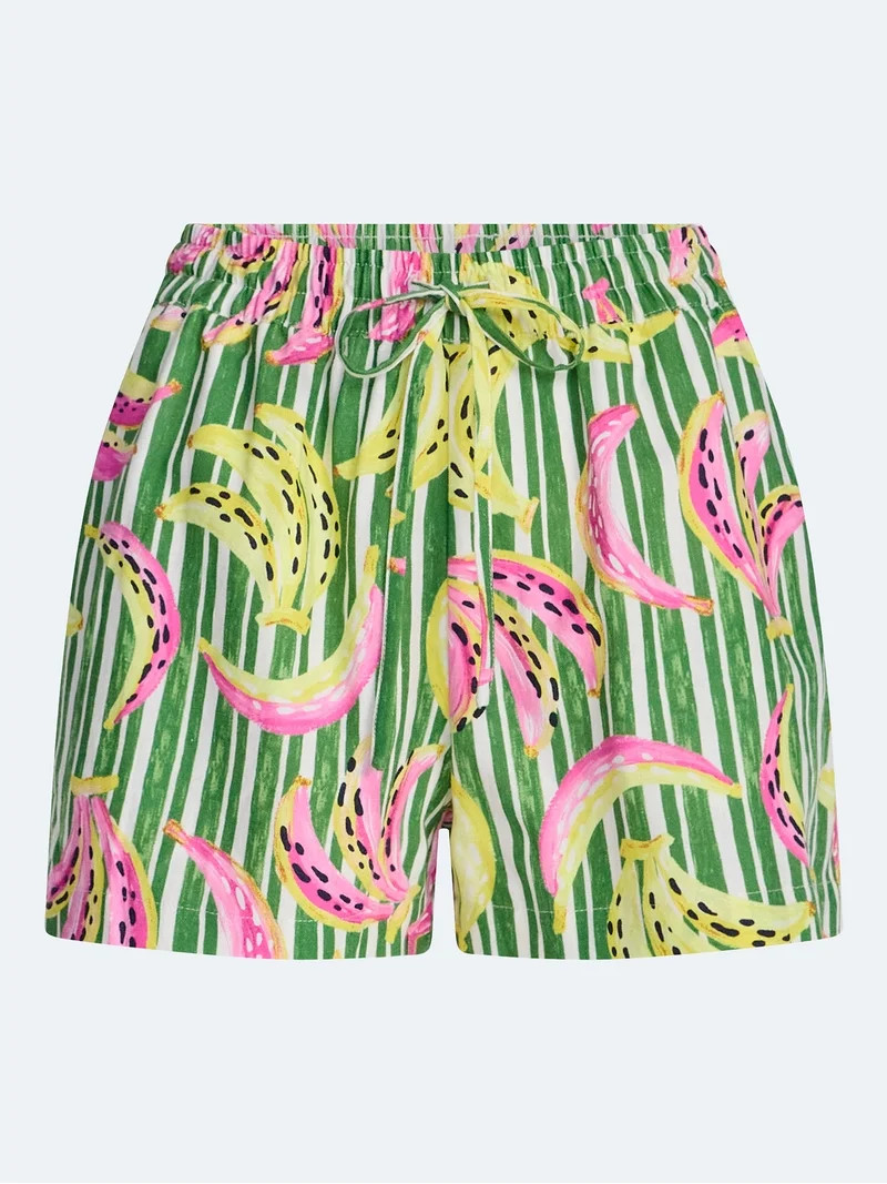 Free Assembly Women's and Women's Plus Linen Blend Print Shorts, 7" Inseam, Sizes XS-4X | Walmart (US)
