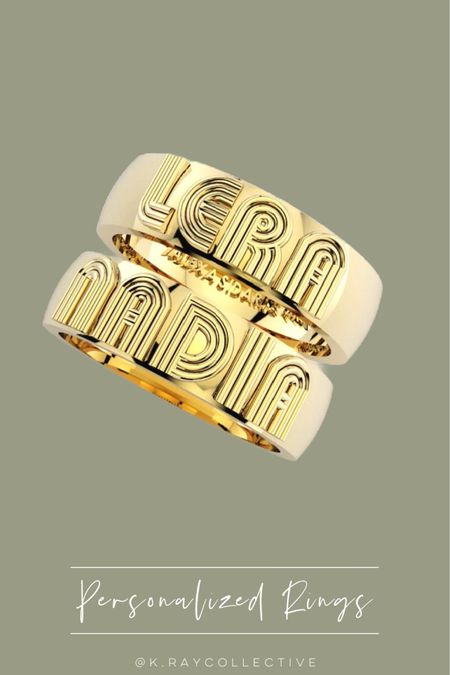 I love a great personalized piece of jewelry, and these gold personalized name rings have a cool retro vibe to them.

#PersonalizedJewelry #PersonalizedGifts #GiftsForMom #MothersDay #GiftsForHer #GoldJewelry 

#LTKstyletip #LTKover40