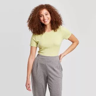 Women's Slim Fit Short Sleeve Rib T-Shirt - A New Day™ | Target