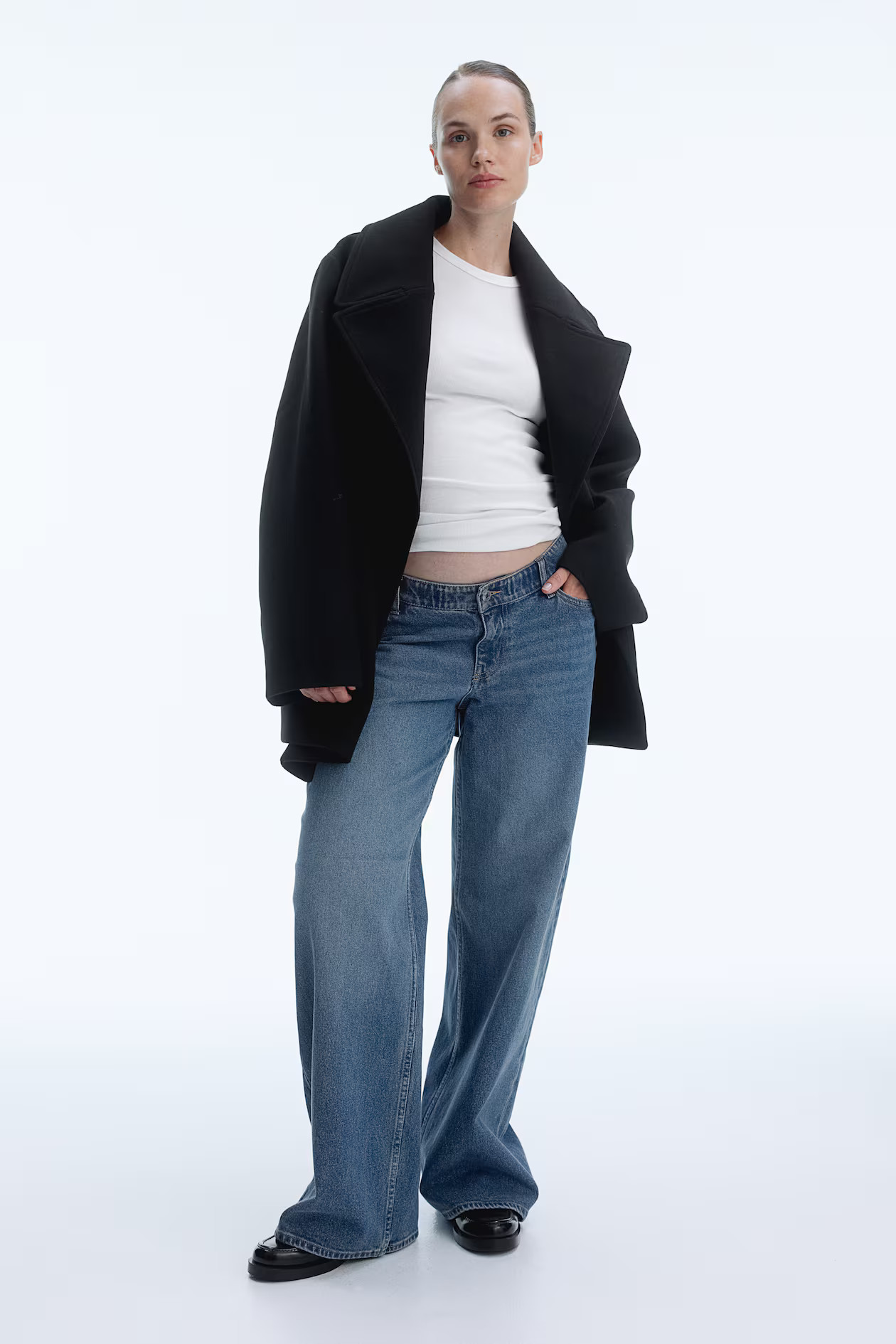 MAMA Before & After Wide jeans - Denim blue - Ladies | H&M GB | H&M (UK, MY, IN, SG, PH, TW, HK)