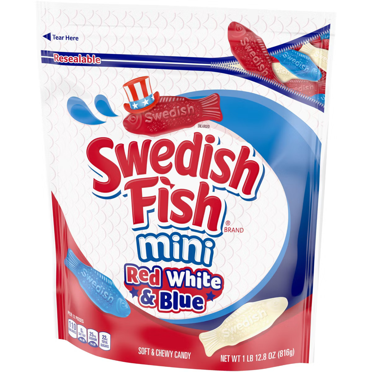 Swedish Fish Candy Red, White and Blue Candy Bag - 28.8oz | Target
