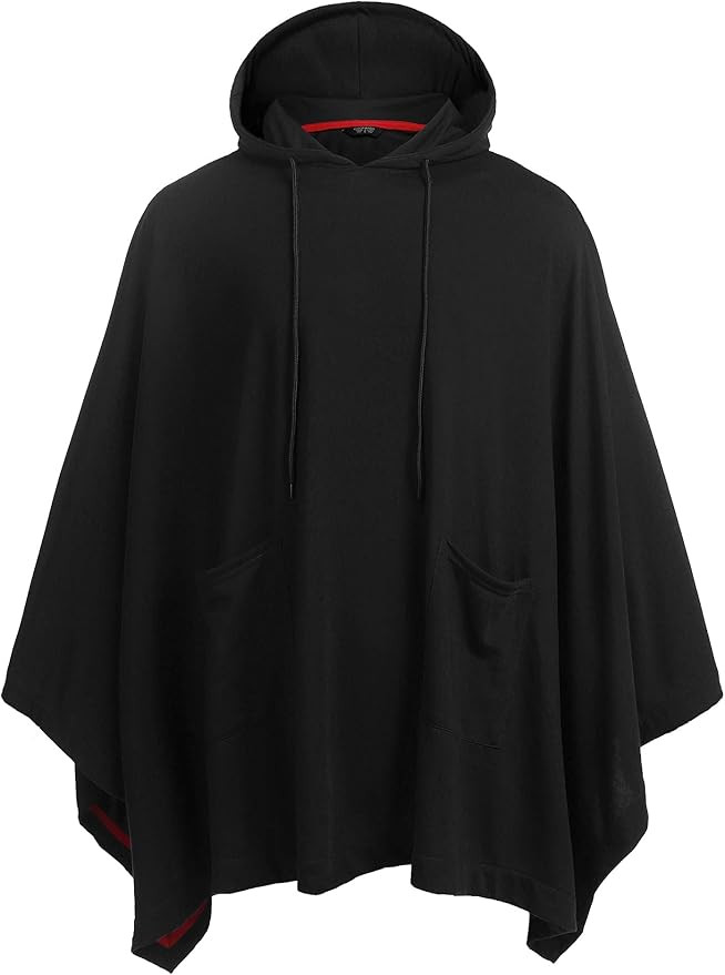 COOFANDY Unisex Casual Hooded Poncho Cape Cloak Fashion Coat Hoodie Pullover with Pocket | Amazon (US)