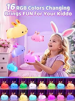Bunny Night Light for Kids Cute Lamp, Kawaii 16 Colors Bunnies Baby Toddler Night Light Lamp,Rech... | Amazon (US)