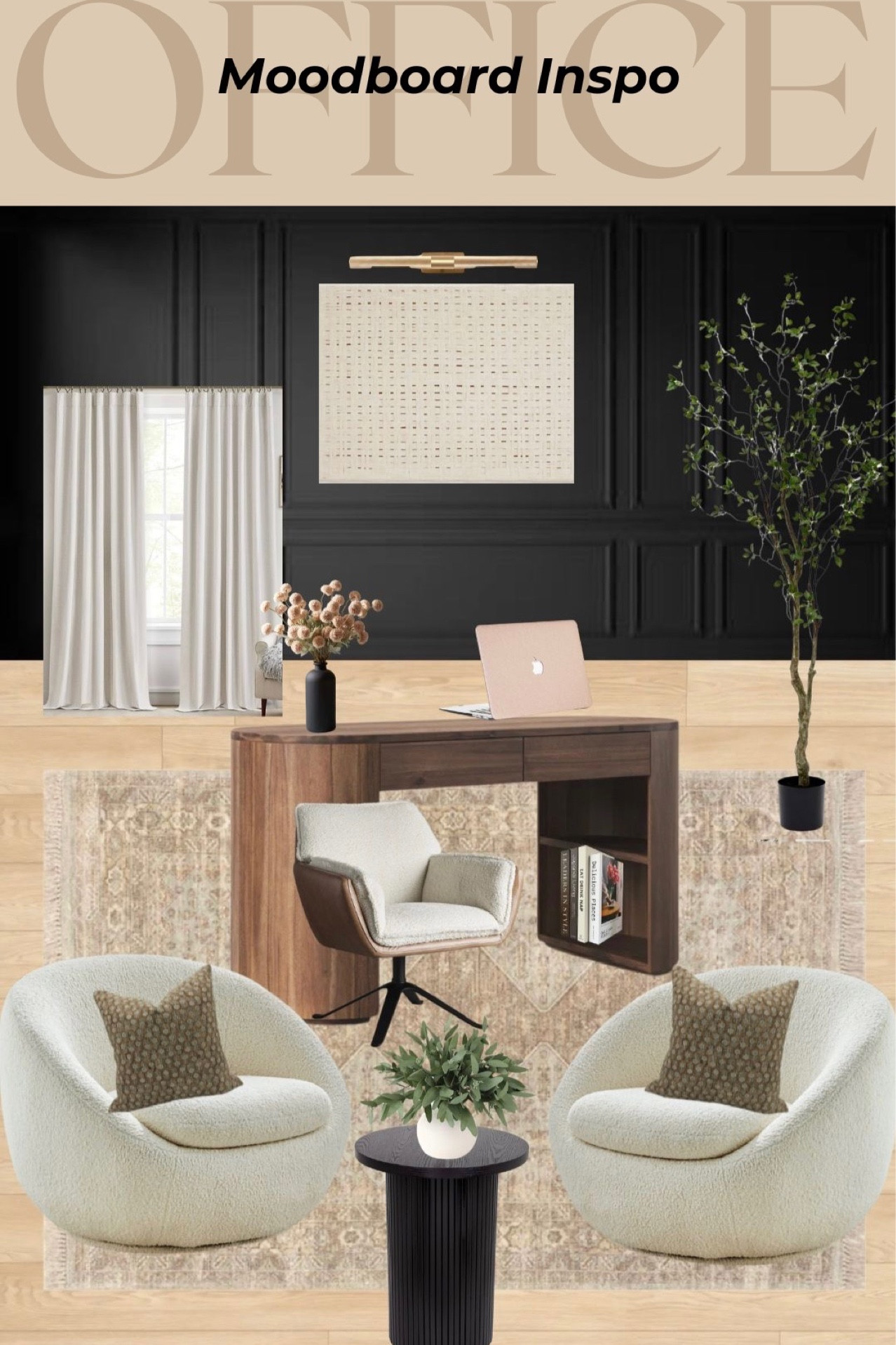 This has been my office renovation inspiration design! I am in love with the black & neutral tones that make this space feel comfortable! 

#modernstyle


#LTKstyletip #LTKhome