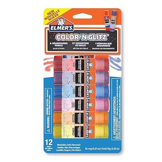 Elmer’s Color 'n Glitz Glue Sticks, Washable, Assorted Colors, Includes Disappearing Purple Glu... | Amazon (US)