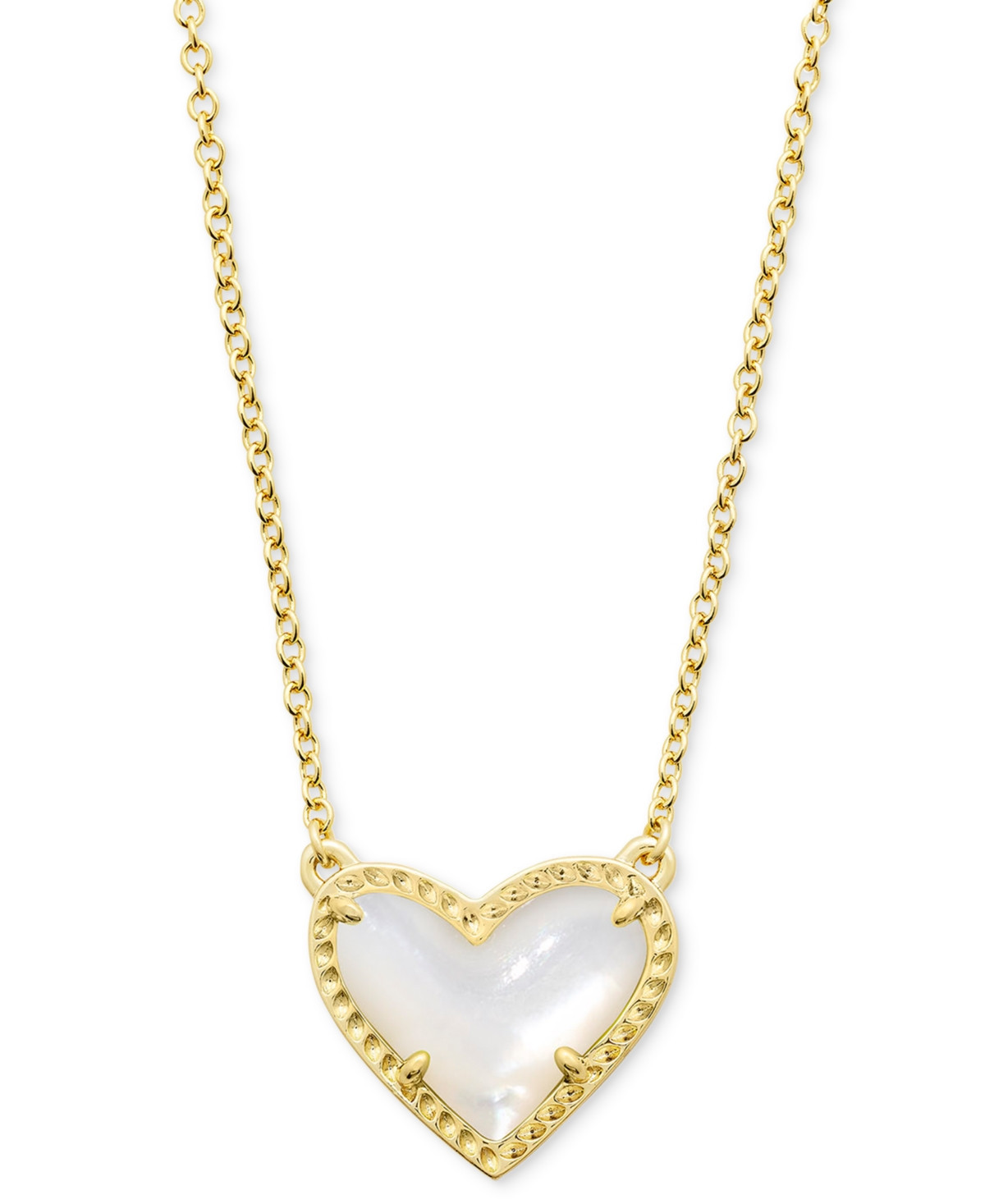 14K Gold Plated and Genuine Stone Kendra Scott Ari Heart Pendant Necklace - Medium Brown | Macy's