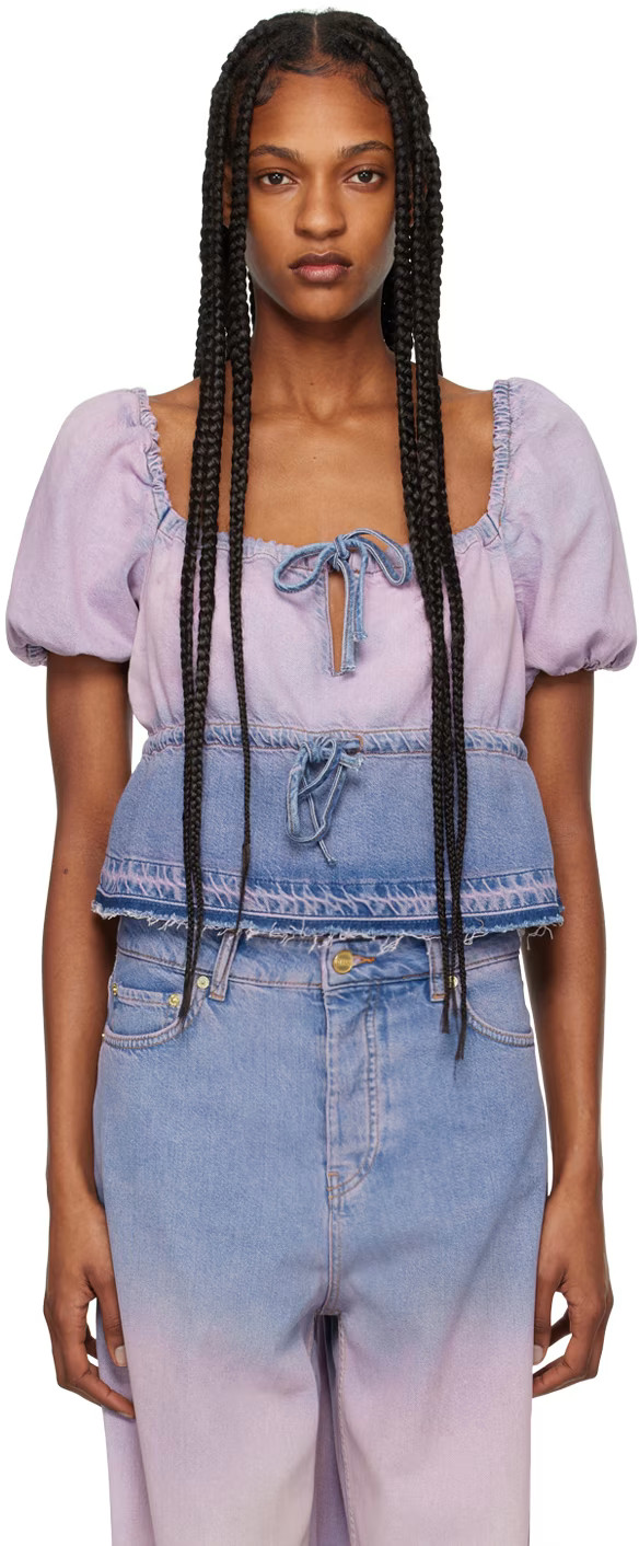 Blue & Pink Future Denim Blouse | SSENSE
