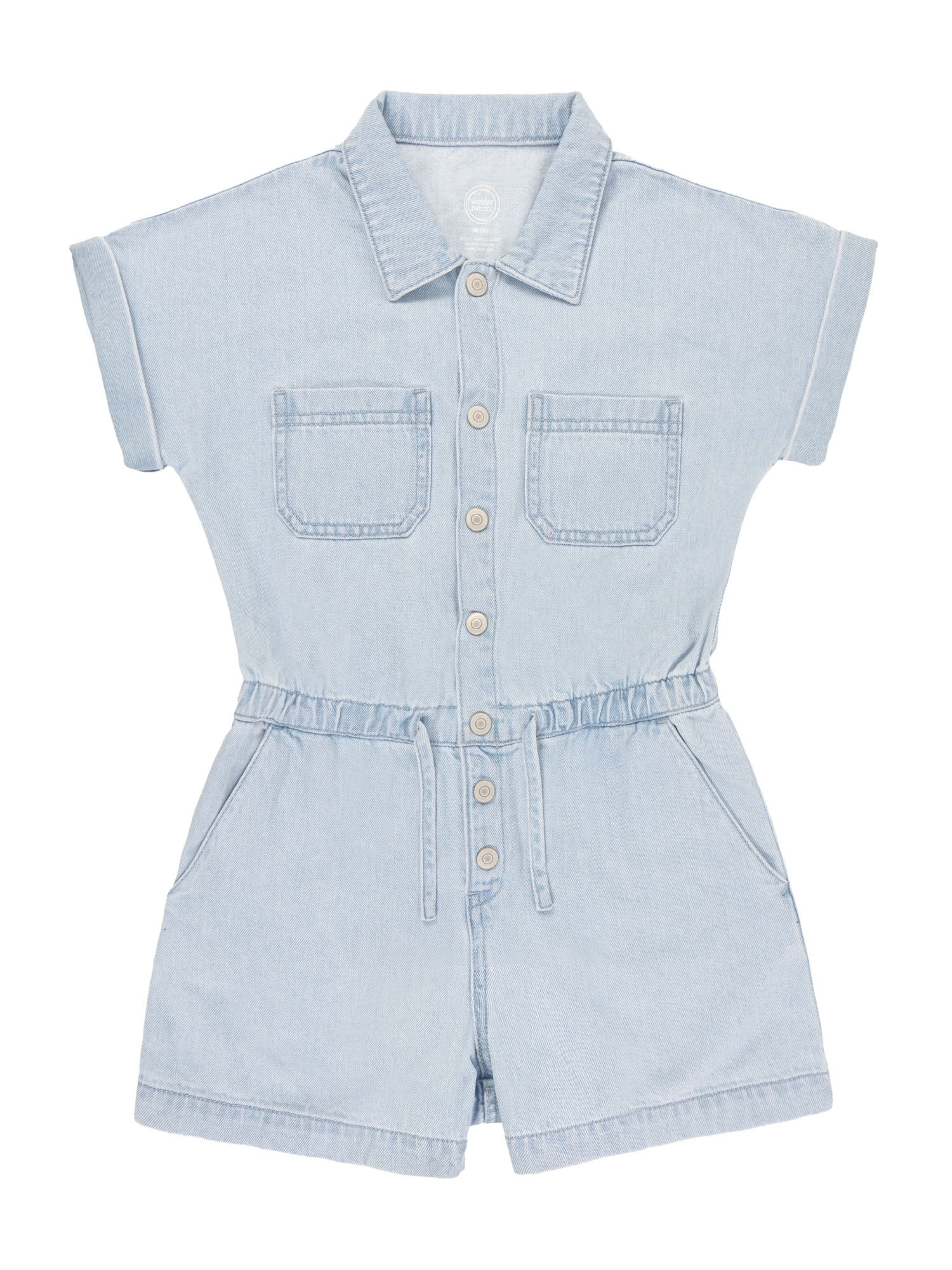 Wonder Nation Girls Denim Romper, Sizes 4-18 | Walmart (US)
