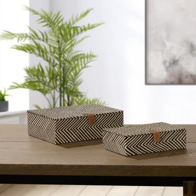 Kursti 2 Piece Handmade Chevron Weave Decorative Box Set | Wayfair North America