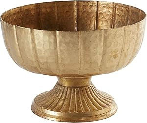 Accent Decor Distressed Gold Metal Compote Bowl | Gold Compote Vase l Lita Metal Vase l Indoor an... | Amazon (US)