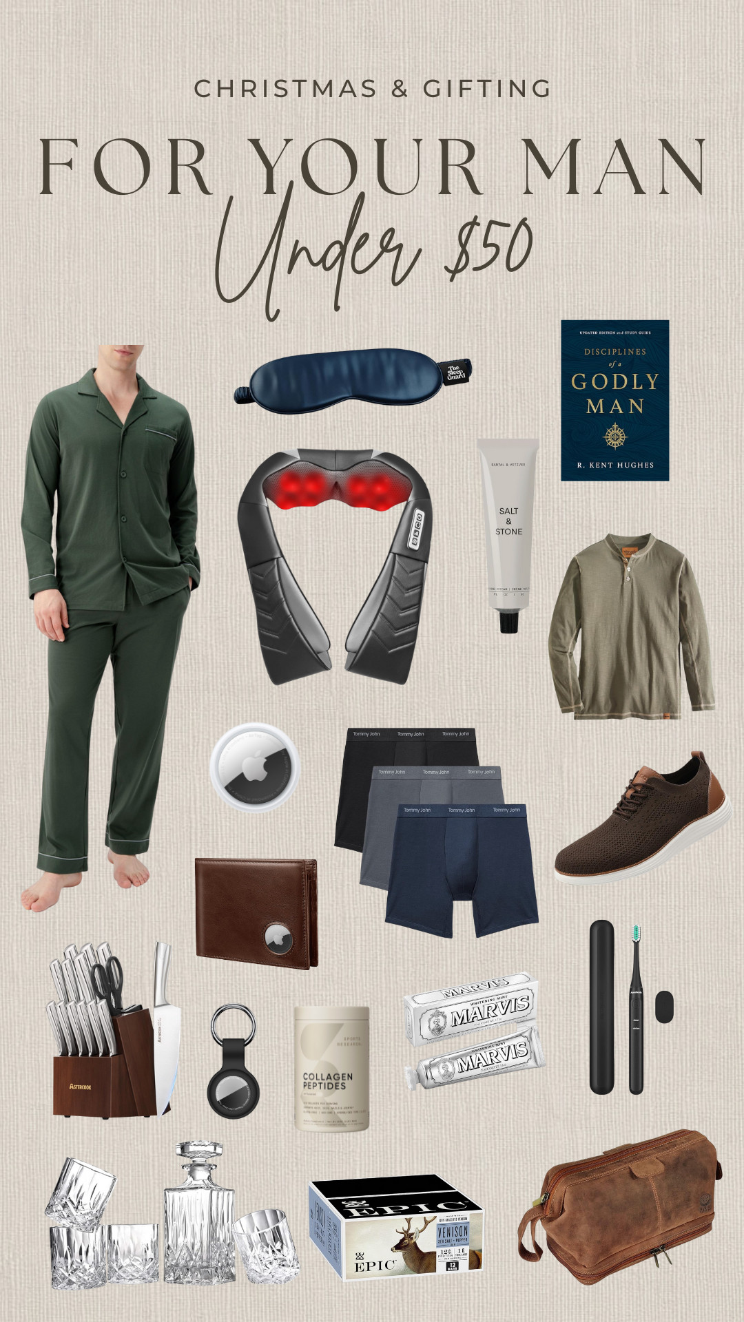 Gifts for him! Perfect for your boyfriend, husband, son, brother, uncle, everyone. This one was a little different but fun to put together - and ALL UNDER $50!
.
.
christmas gift ideas, gifts for husband, boyfriend, men gift ideas, men’s pajamas, stocking stuffers, neck massager, holidays, gifting, gift guide, amazon 

 

#LTKGiftGuide #LTKFindsUnder50 #LTKHoliday