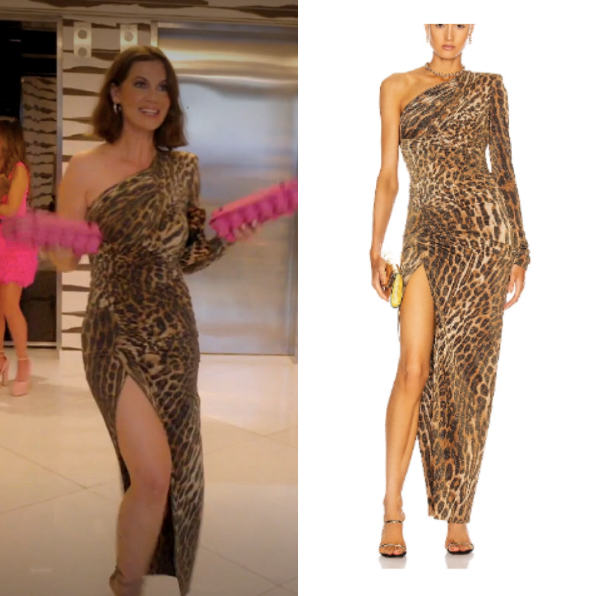 Julia Lemigova’s Asymmetrical Leopard Dress