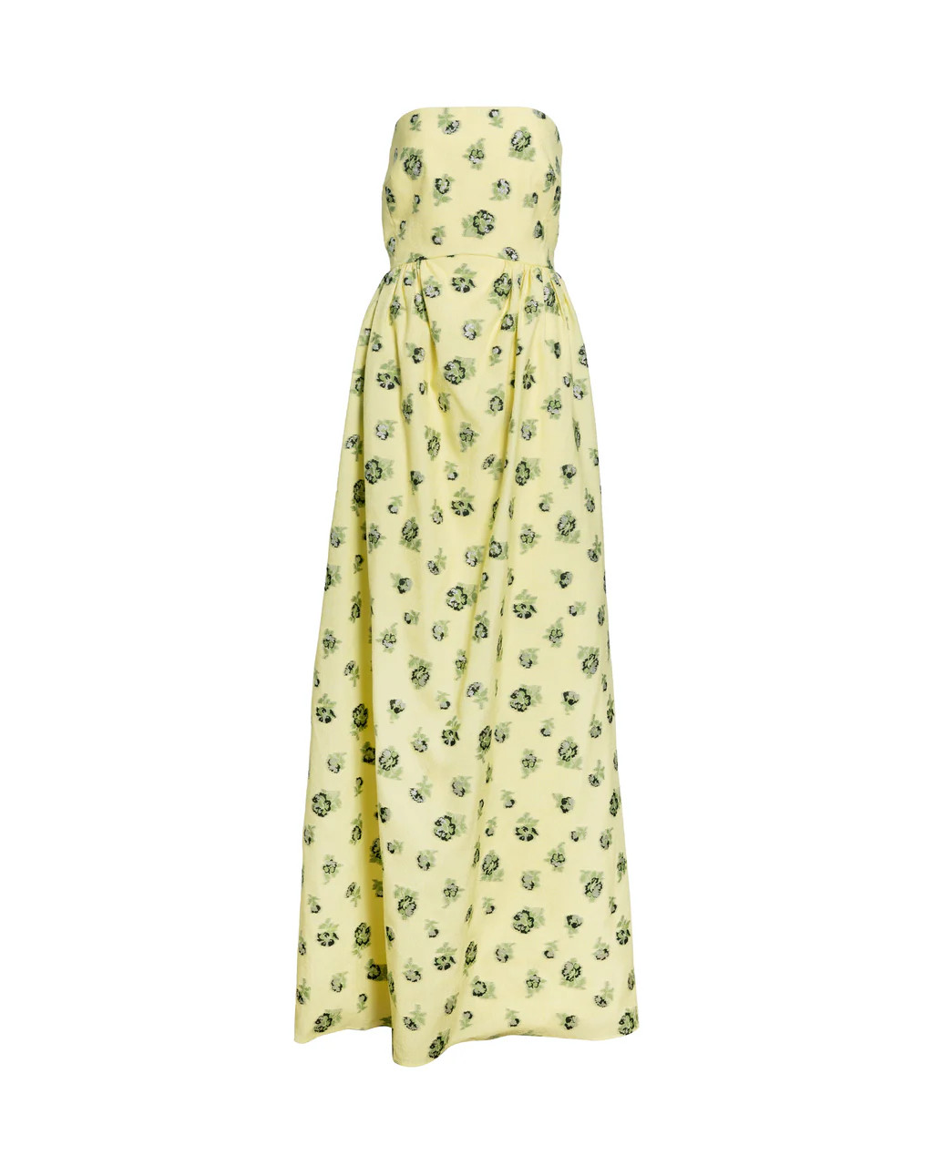 Audrey Floral Gown in Light Lemon/Green Grass Multi | Over The Moon