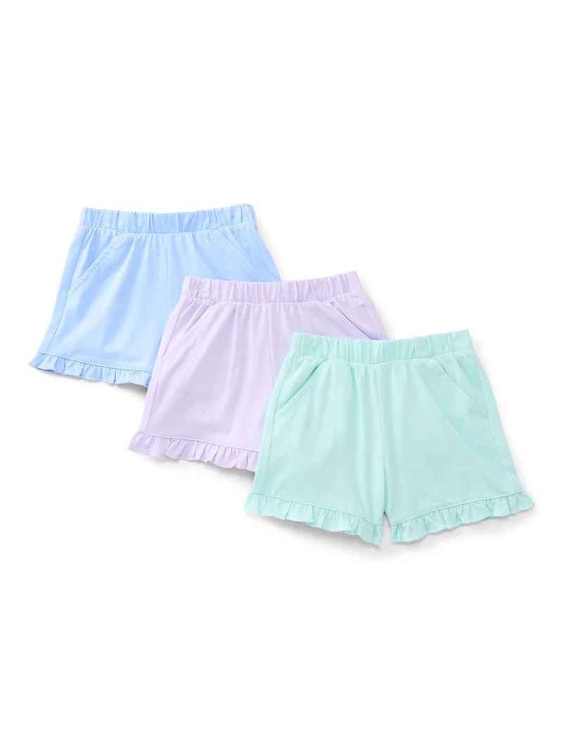 Wonder Nation Toddler Girls Ruffle Hem Shorts, 3-Pack, Sizes 18M-5T | Walmart (US)