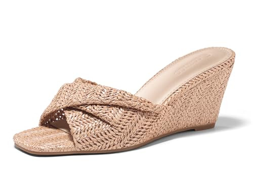 Coutgo Womens Wedge Sandals Espadrilles Square Open Toe Slip On High Heels Slides Summer Beach Sh... | Amazon (US)