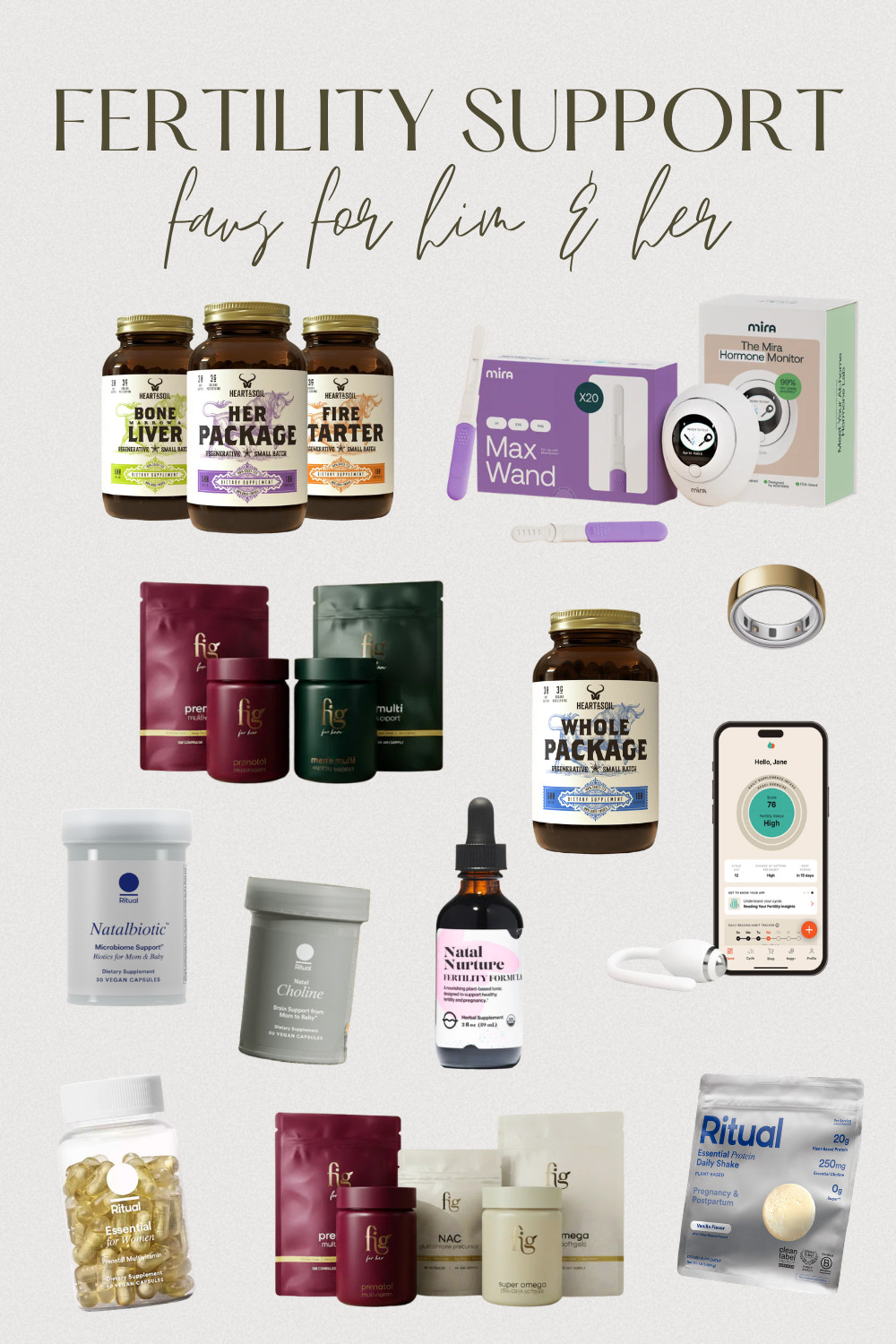 Fertility is a team effort. These are some of my favorite supplement and fertility support brands for when trying to conceive. These will help balance your hormones, prepare your body with the proper nutrients, and assist you in finding your fertile window. 

Fig Wellness Prenatals Found Here:
https://figwellness.co/cortneymata
 

 #LTKselfcare #LTKBaby #LTKBump