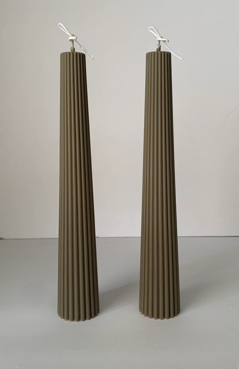 Pillar Candle, Shaped Candle, Aesthetic Candle, Taper Candle, Ribbed Candle, Soy Candle, Table Ca... | Etsy (US)