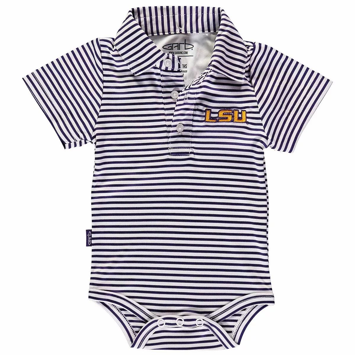 Infant Garb Purple/White LSU Tigers Carson Striped Short Sleeve Bodysuit | Kohl's