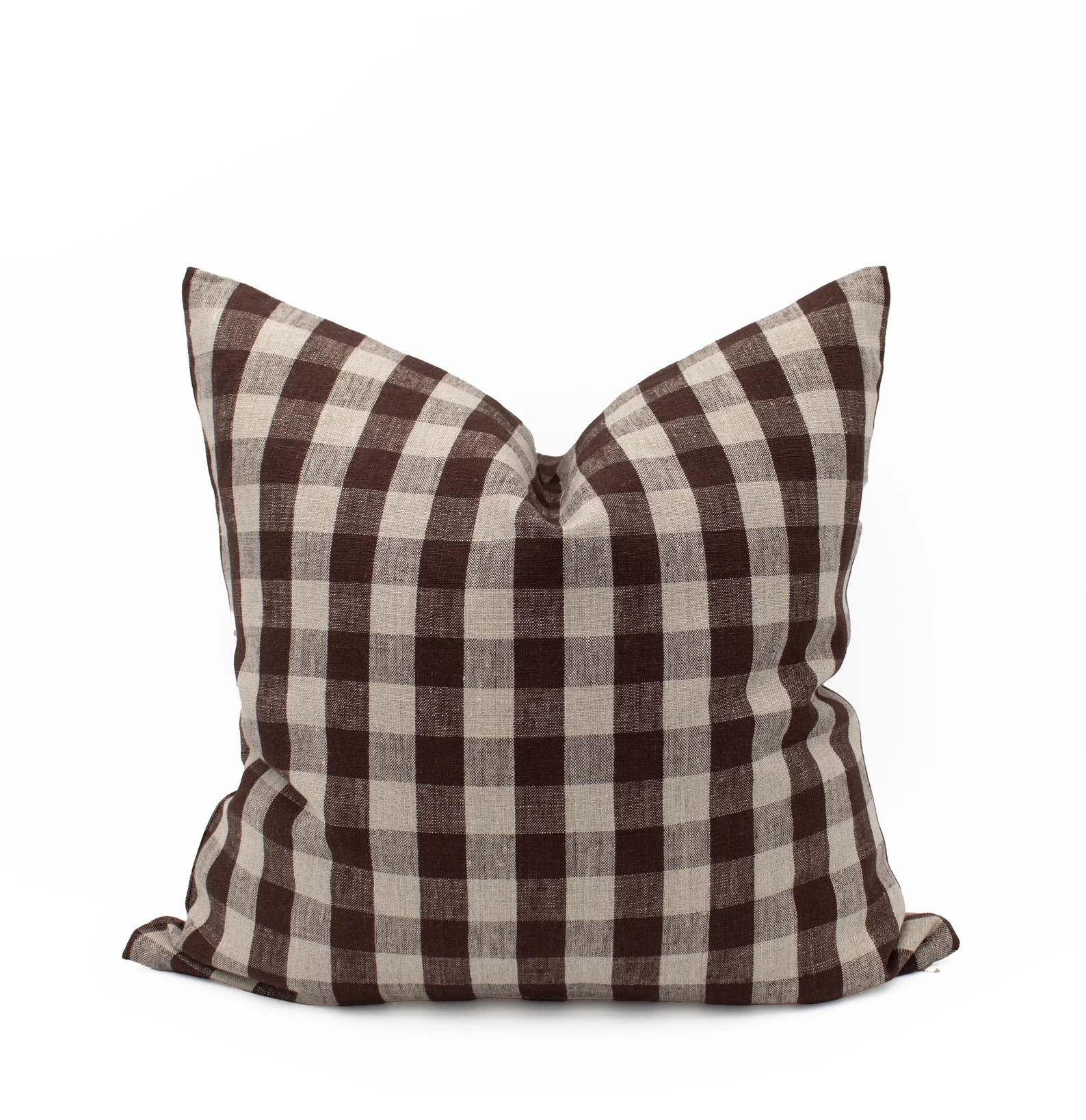 Brown Gingham Pillow Chocolate Brown Checkered Pillow Coffee Plaid Cushion Linen Throw Pillow Cov... | Etsy (US)