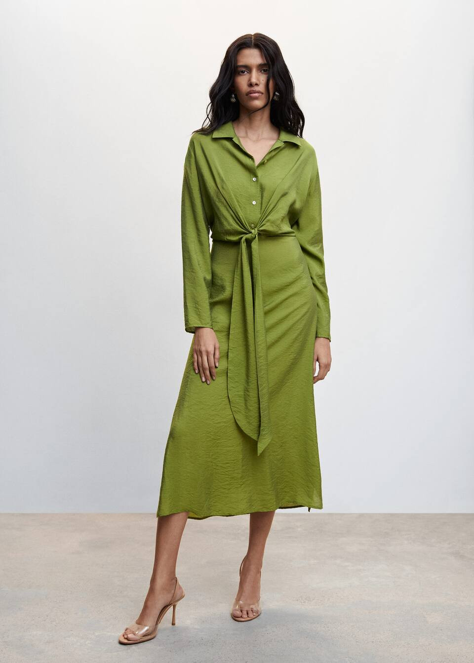 Knot detail shirt dress -  Women | Mango USA | MANGO (US)