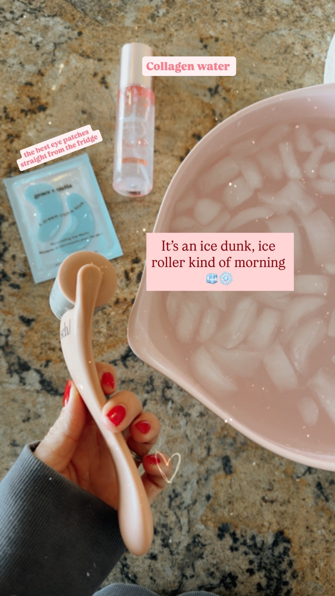 Morning line up! Eyepatches must be from the fridge—elevates the experience 🙌🏼💁🏻‍♀️
• Loving the stainless steel ice roller for in the morning! Also, this collagen water mist is so great if you have dry skin. It’s from that Korean skincare brand we love.

#LTKGiftGuide #LTKdayinmylife #LTKSaleAlert