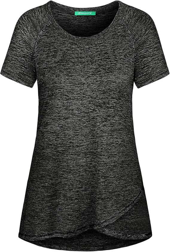 Kimmery Woman Raglan Sleeve Round Neck Irregular Hem Yoga Workout Shirt Sizes M-3XL | Amazon (US)