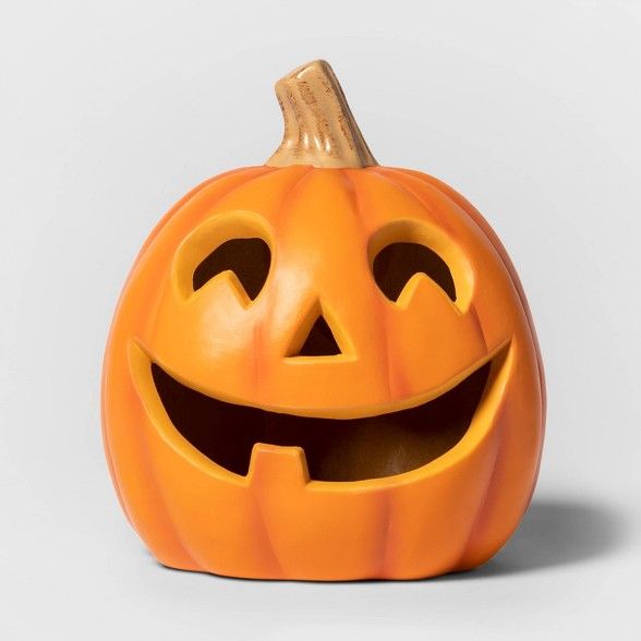 9" Lit One Tooth Pumpkin Decorative Halloween Prop Orange - Hyde & EEK! Boutique™ | Target