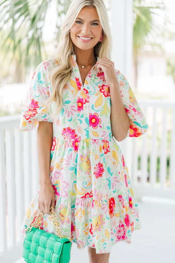 Fate: Find Your Voice White Floral Dress | The Mint Julep Boutique