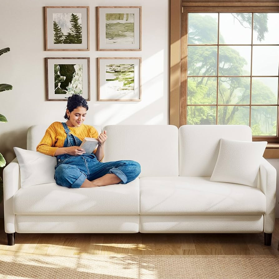 83" Sofas for Living Room, Comfy Love Seat Couches, Teddy Fleece Loveseat Sofa, Tool-Free Setup C... | Amazon (US)