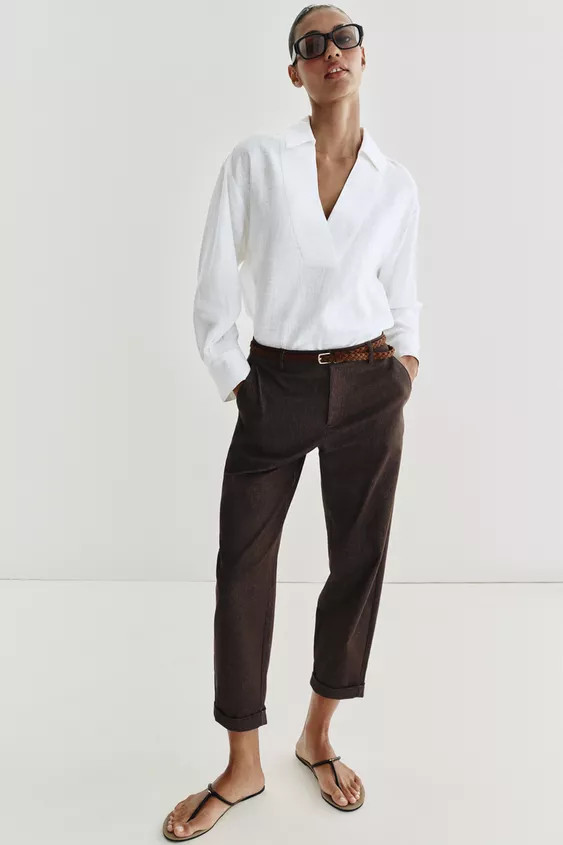 CHINO TROUSERS WITH BRAIDED BELT | Zara UK