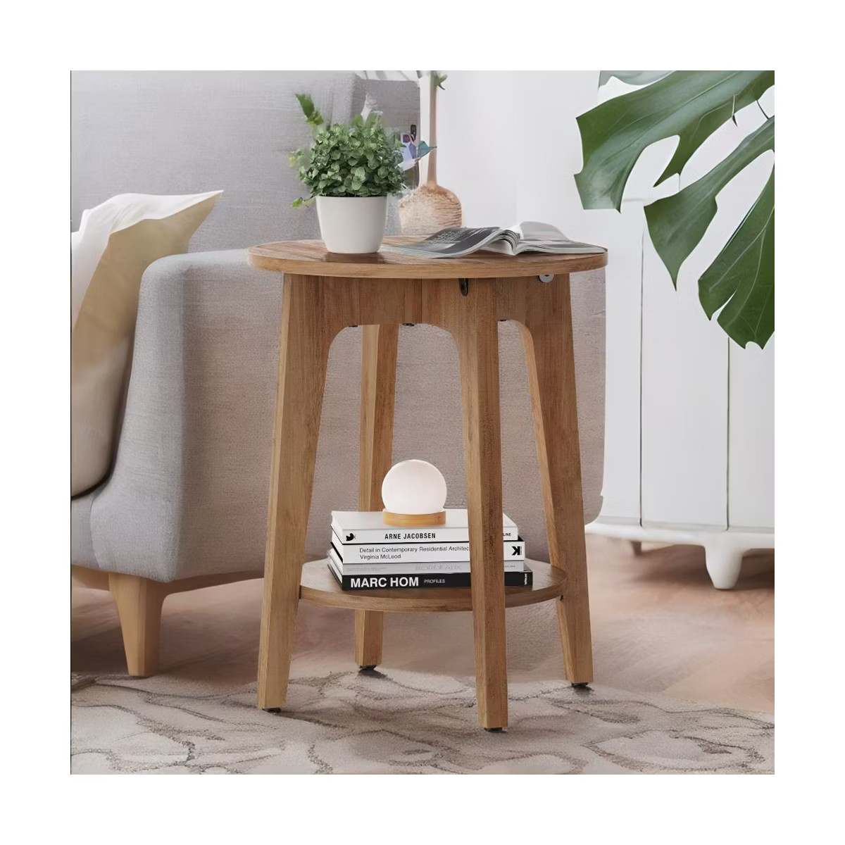 VASAGLE Round Side Table with Lower Shelf, End Table for Small Spaces, Nightstand | Target
