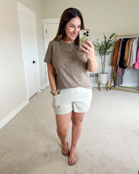 Summer casual outfit 

Linen shorts and tee are true to size, wearing size large. 

linen shorts  old navy  tee neutral outfit  affordable budget friendly simple outfit everyday fashion summer fashion early fall transitional fashion

#LTKstyletip #LTKunder50 #LTKFind