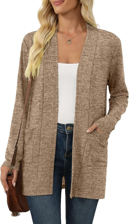 Women's Long Sleeve Cardigan Lightweight Casual Cardigans S-3XL | Fall Open Front with Pockets | Amazon (US)