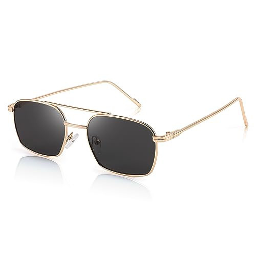 FEISEDY Fashion Square Aviator Sunglasses Women Men Trendy Retro Metal Frame Sun Glasses Candy Color Lens B1036 | Amazon (US)