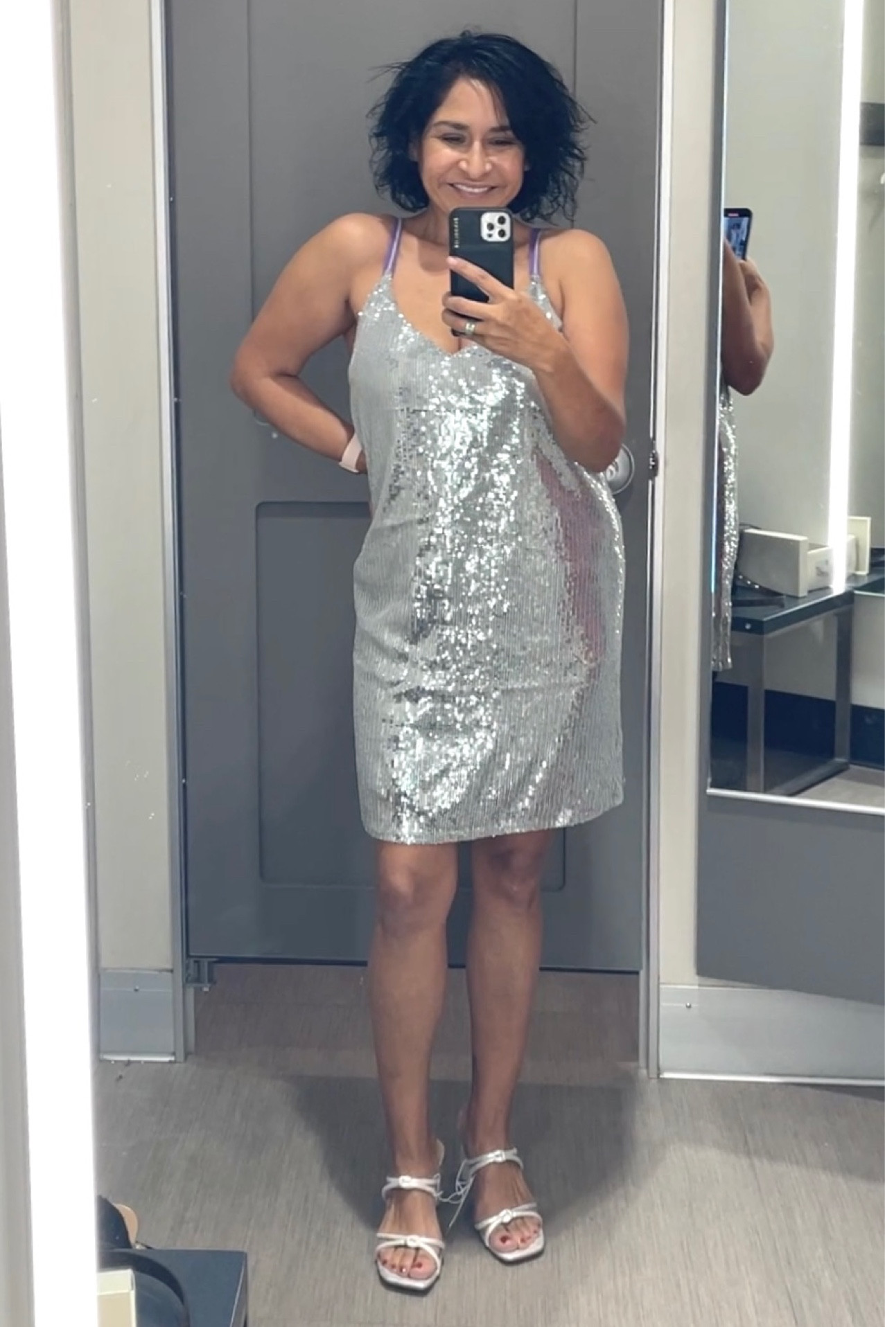 #silver #silverdress #silverheel #newyears #holidayoutfit #sequindress #silverslipdress #silversandals #targetfind #affordablefashion #shinydress #shinyminidress #datenight #prom #formal

#LTKunder100 #LTKHoliday #LTKshoecrush