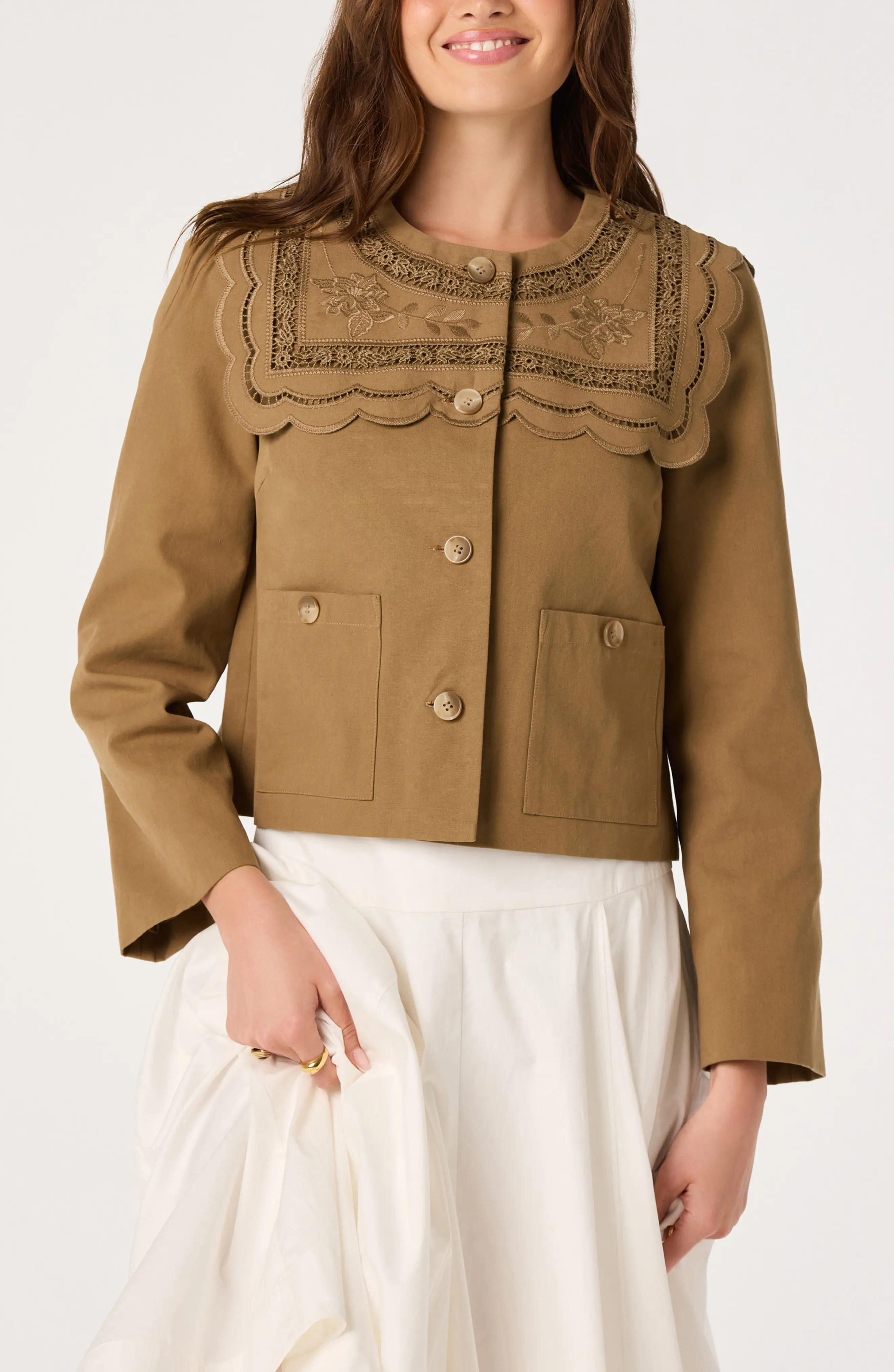ASTR the Label Cleo Cotton Canvas Jacket in Nutmeg at Nordstrom, Size Large | Nordstrom