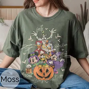 Retro Mickey & Friends With Signs Halloween Comfort Colors Shirt, Mickey's Not so Scary Halloween... | Etsy (Global)