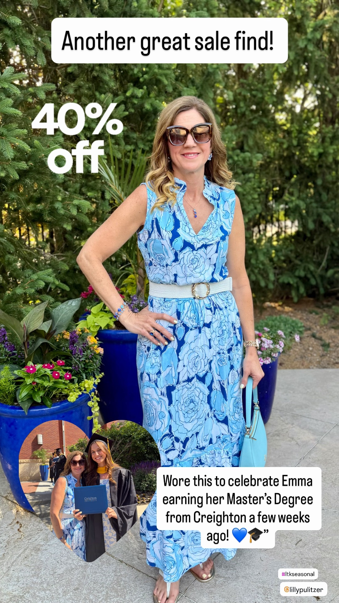 Maxi Dress 

Graduation Day Favorite💙

I wore this beautiful Lilly Pulitzer dress for my daughter’s master’s graduation a few weeks ago, and it couldn’t have been more perfect for the occasion.

The fit is flattering, the print is gorgeous, and it’s one of those dresses that works for so many events.

✨ Currently 40% OFF
✨ Perfect for graduations
✨ Wedding guest dress
✨ Bridal & baby showers
✨ Cruises and vacation dinners

I love finding pieces that can be worn for life’s special moments and then enjoyed again throughout the season.

Lilly Pulitzer dress, graduation dress, wedding guest dress, baby shower dress, cruise outfit, vacation dress, midi dress, summer occasion dress, Lilly sale, embroidered dress, spring dress, summer style

#LillyPulitzer
#LillySale
#LillyPulitzerStyle
#GraduationStyle
#WeddingGuestDress
#MidiDress
#SummerStyle
#CruiseStyle
#VacationStyle
#ResortWear
#LillyLover
#PreppyStyle
#ColorfulFashion
#LTKStyle
#ShopMyStyle

#LTKSaleAlert #LTKOver40 #LTKWedding
