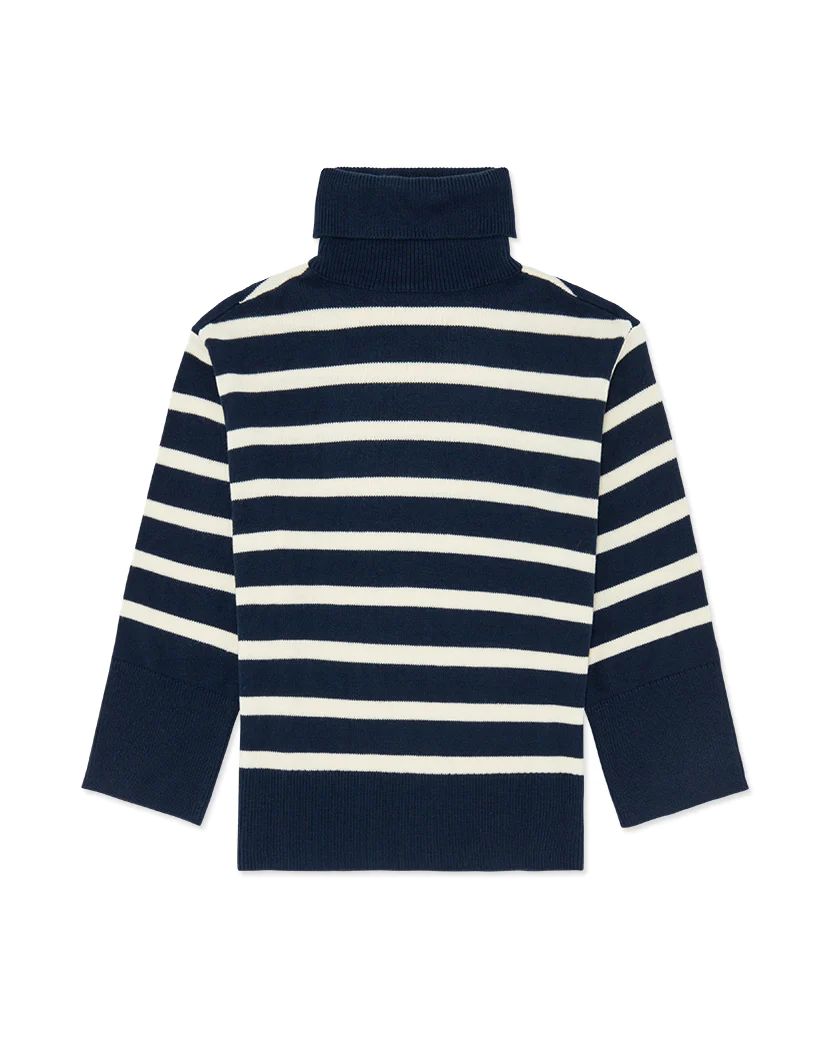 Striped Turtleneck Sweater - French Navy Ivory XS-S | We Wore What