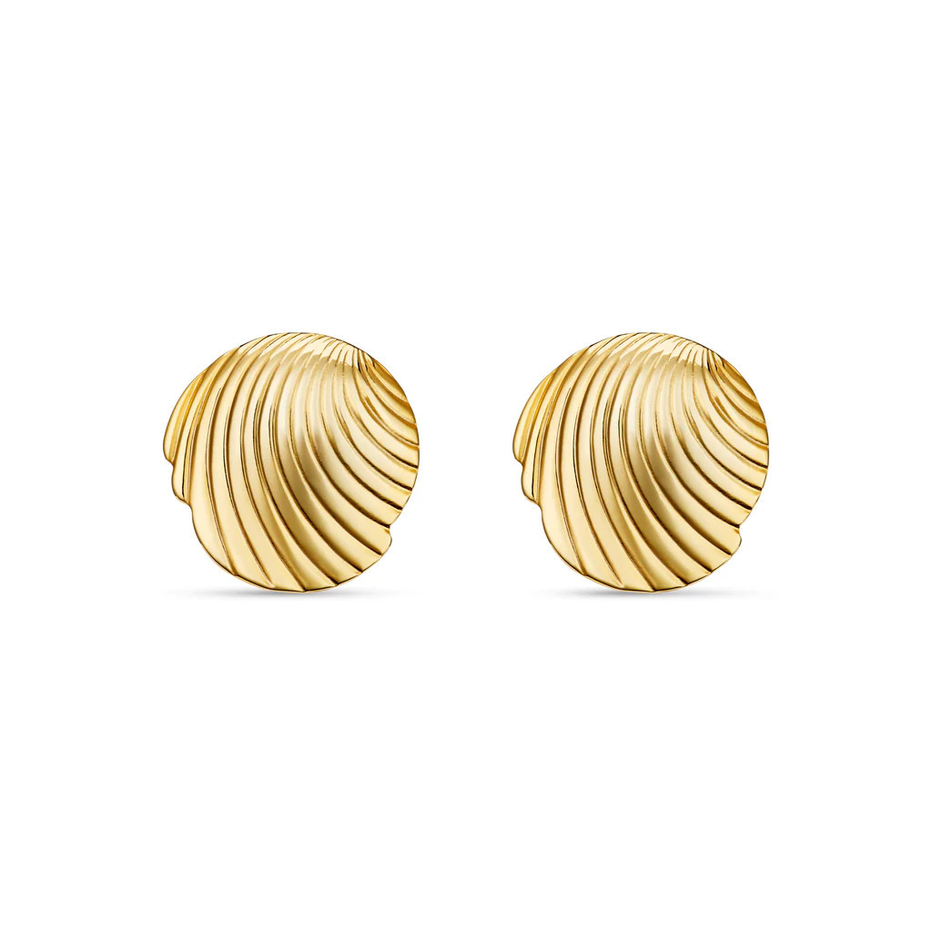 Statement Scallop Coin Stud Earrings | Orelia