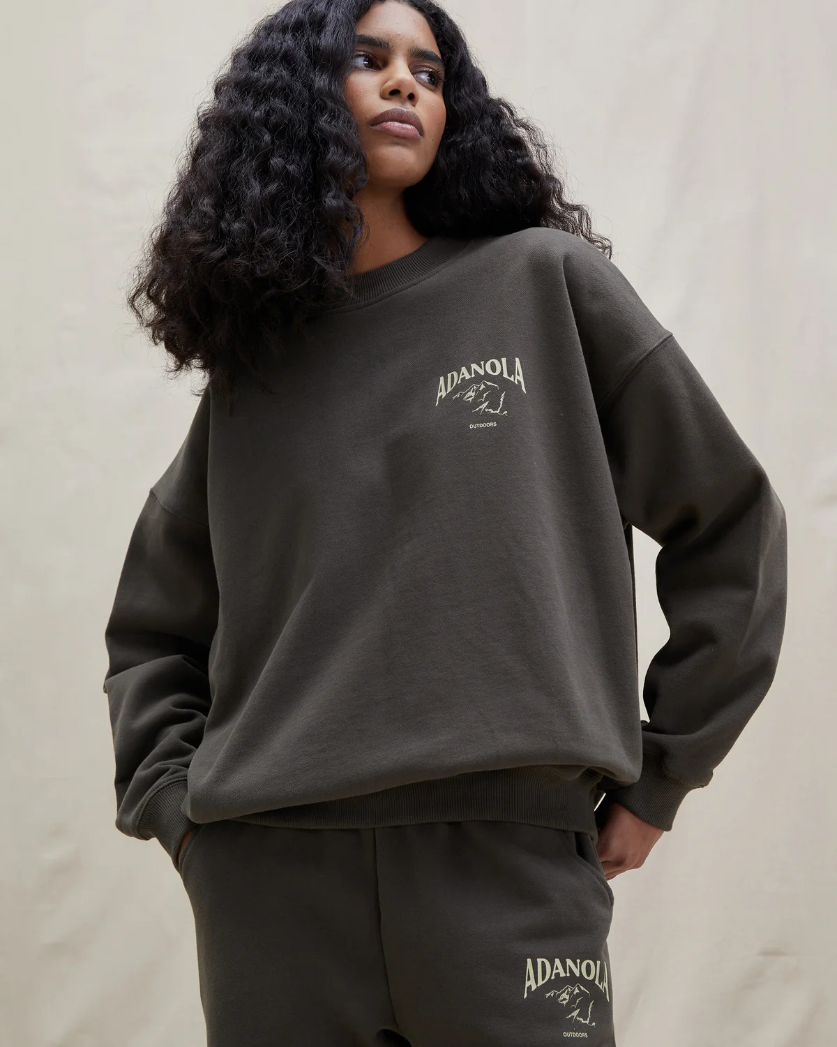 Outdoors Oversized Sweatshirt - Forest Brown | Adanola UK