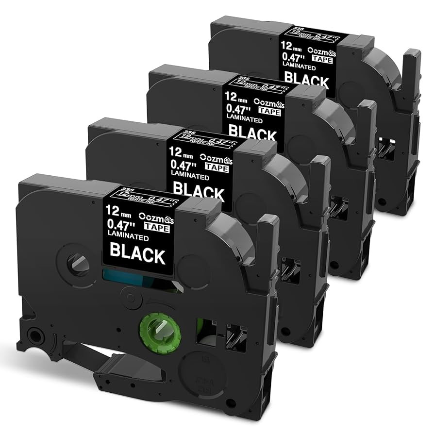 Oozmas TZe-335 Black Label Tape Replacement for Brother Label Maker Tape White on Black P-Touch T... | Amazon (US)