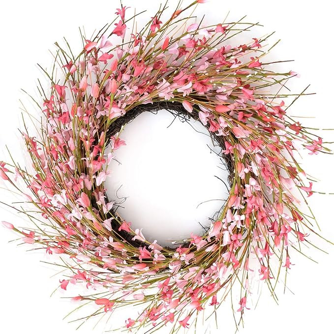 Bibelot 18inch Artificial Forsythia Flower Wreath, All Year Around Wreath for Front Door, Wedding... | Amazon (US)