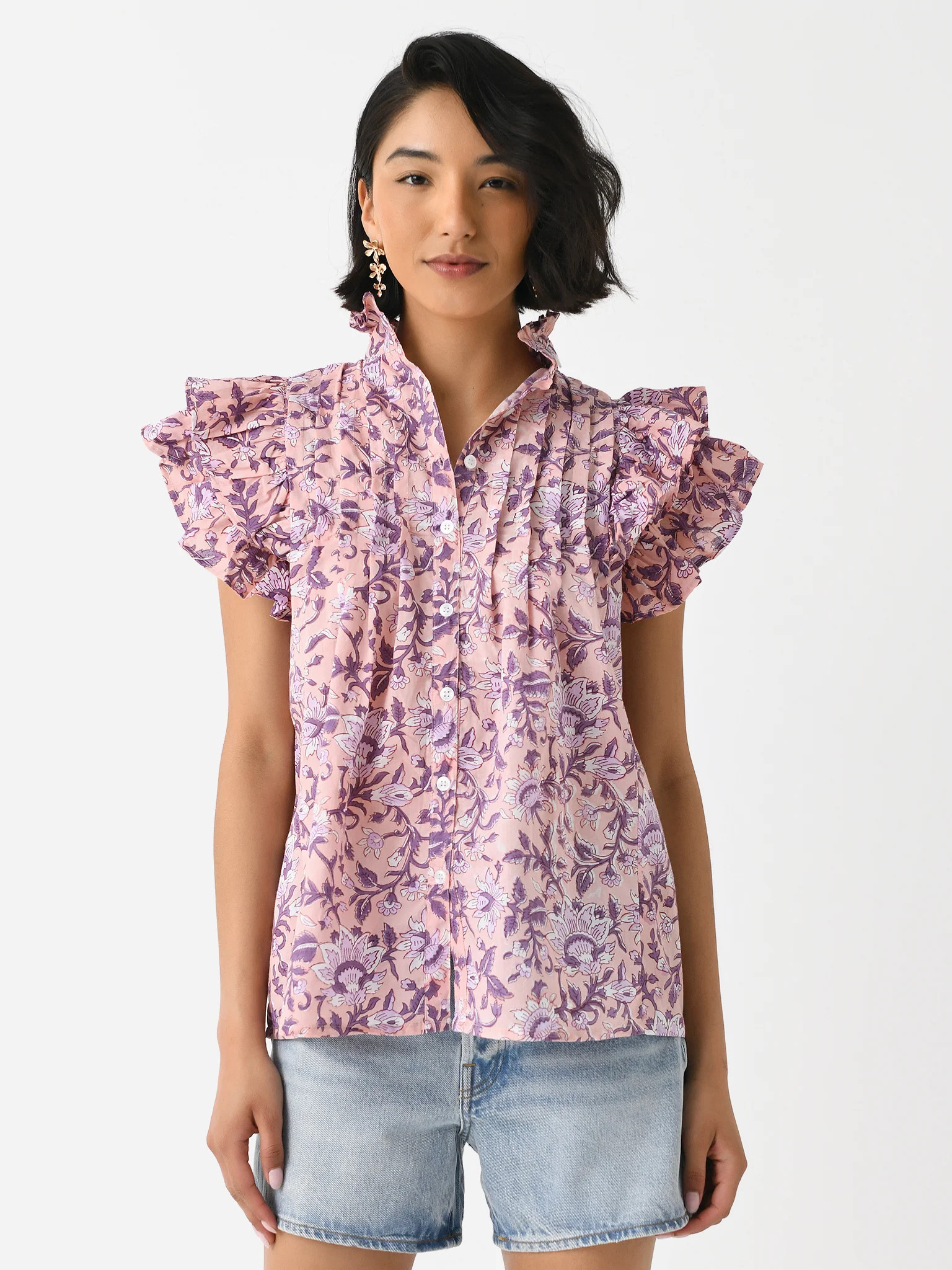 SUR LA VAGUE
                      
                     Women's Peach Flutter Shirt | Saint Bernard