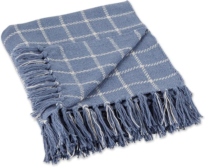 DII Transitional Checked Plaid Woven Throw, 50x60, Stonewash Blue | Amazon (US)