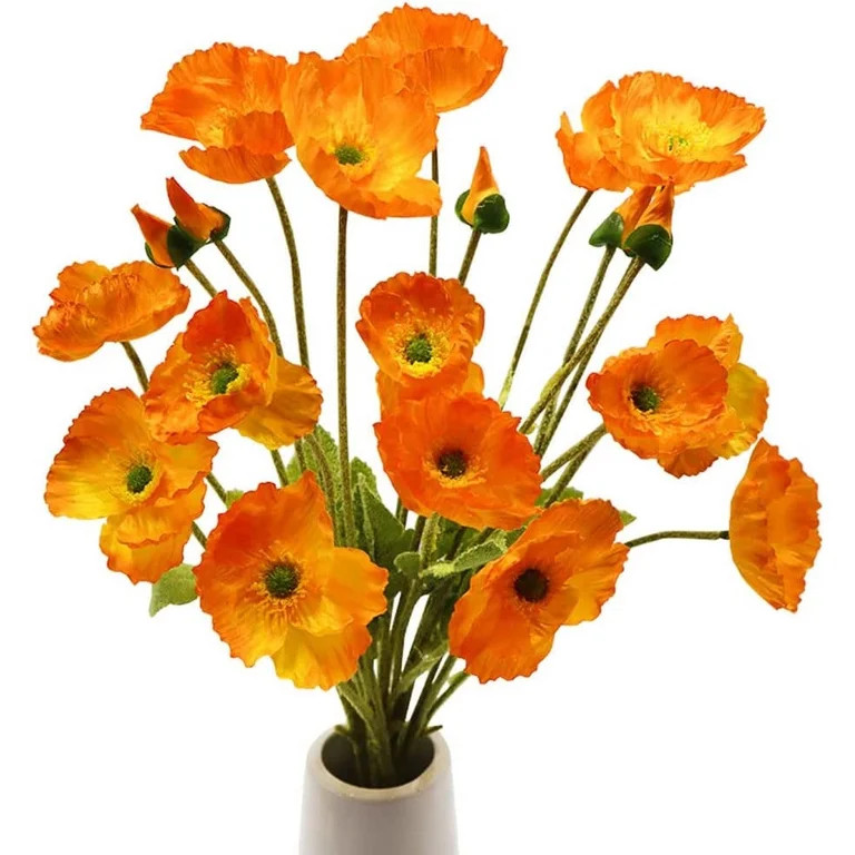 Zukuco 6PCS Artificial Poppy Silk Flowers with Stems Faux Poppy Flowers Bulk Fake Flowers for Wed... | Walmart (US)
