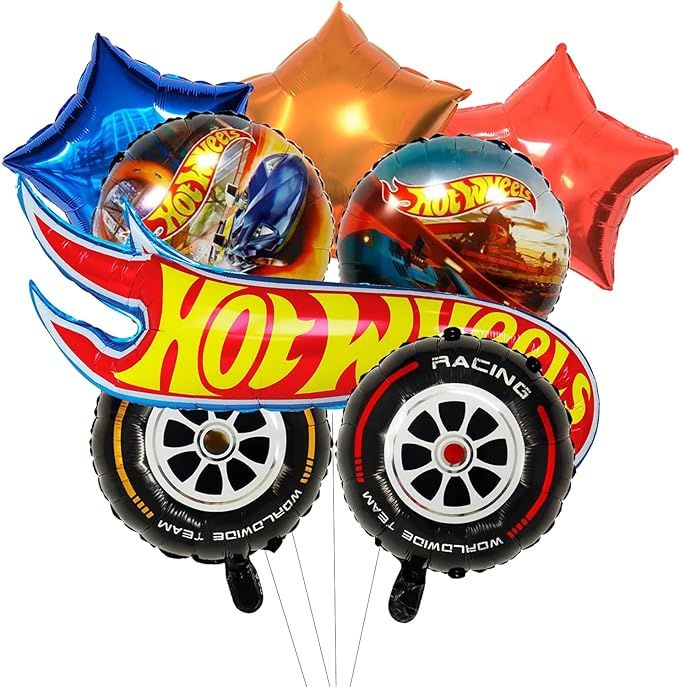 8Pcs car Birthday party decorations :1pcs Special shaped aluminum film balloon and 7pcs Aluminium... | Amazon (US)