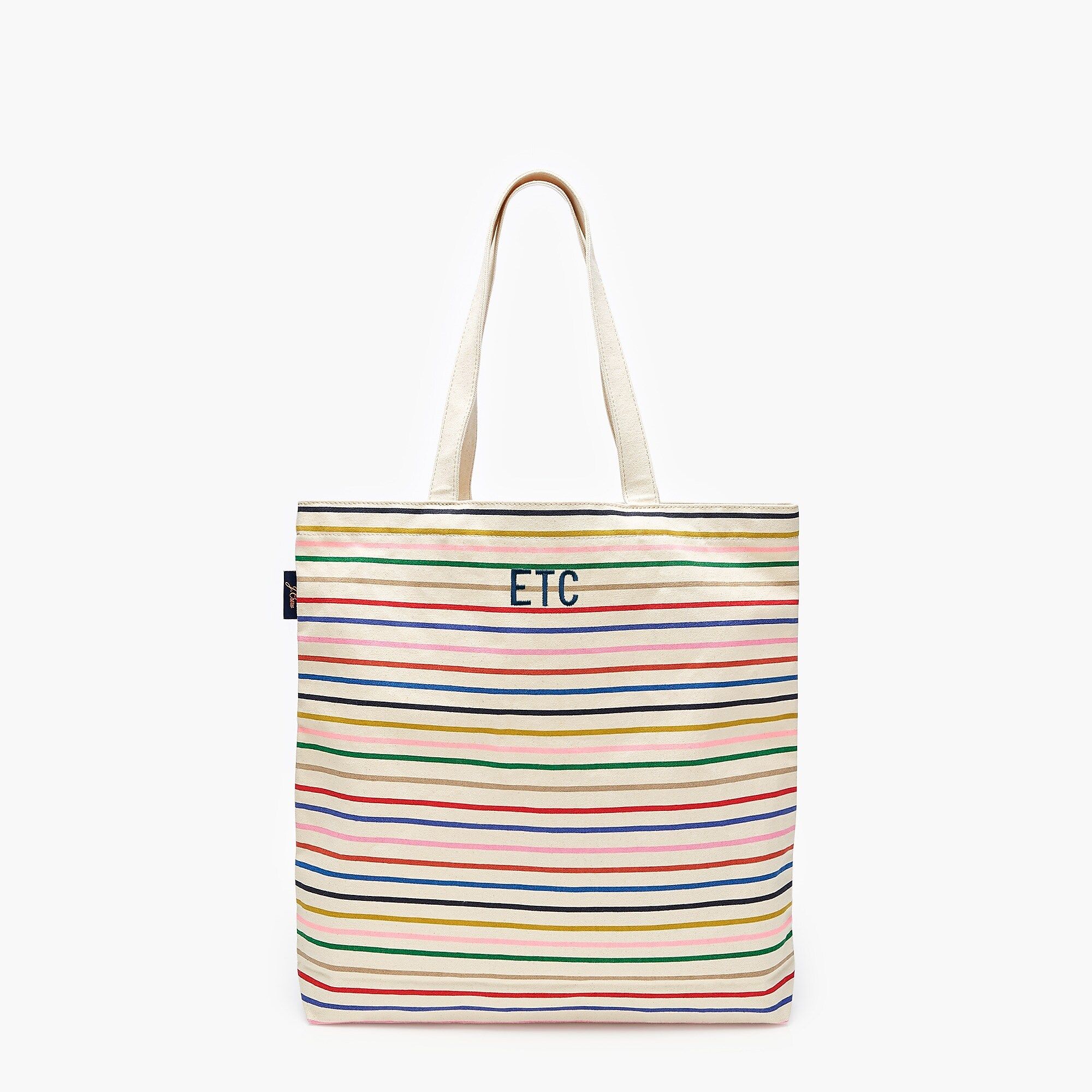 Reusable everyday tote in rainbow mini stripe | J.Crew US